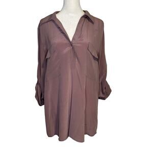 Eileen Fisher mauve purple silk blouse size M